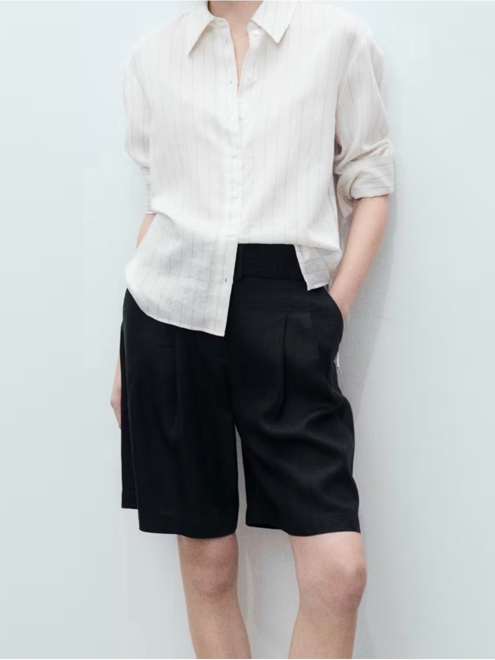 Mango Linen Tailored Bermuda Shorts